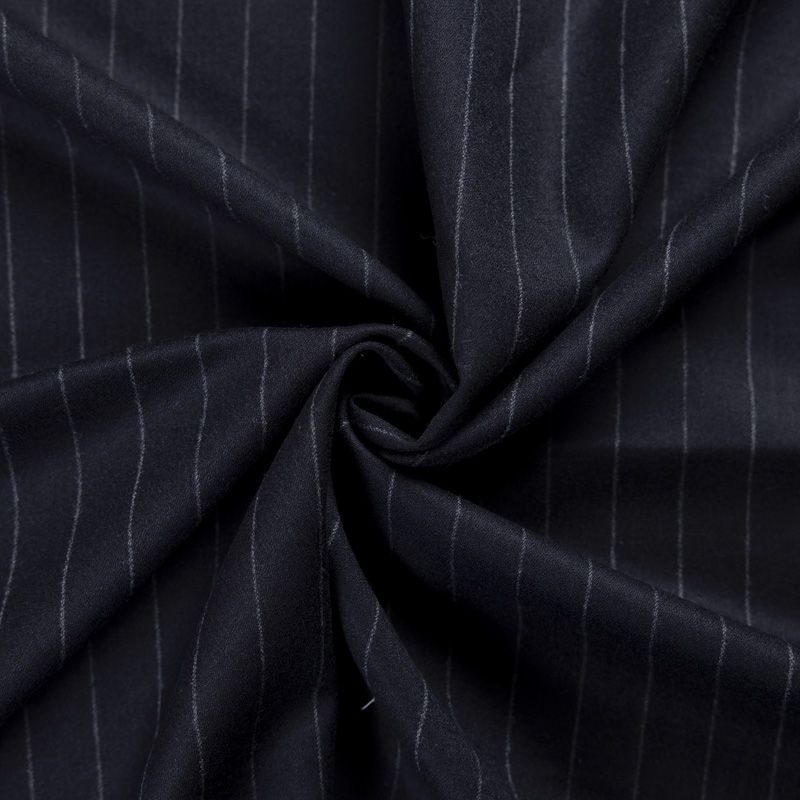 Tissu tailleur laine & élasthanne – Rayure craie bleu nuit
