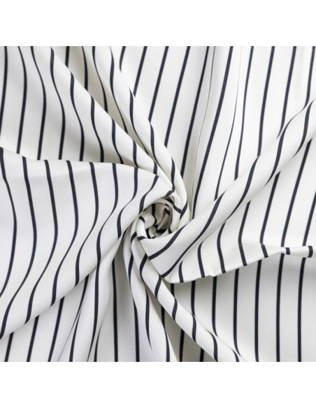 Twill 100% viscose – Rayé noir et écru