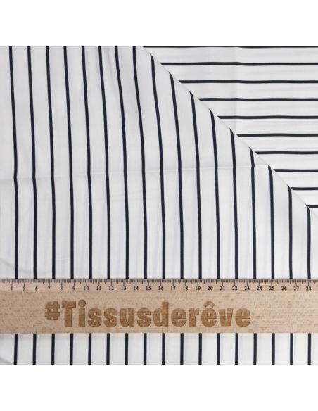 Twill 100% viscose – Rayé noir et écru