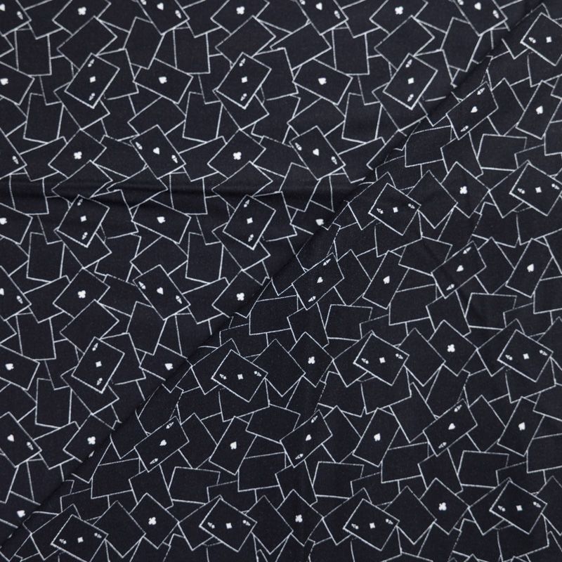 Twill 100% viscose – Cartes à jouer fond noir