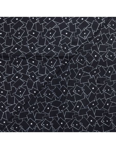 Twill 100% viscose – Cartes à jouer fond noir