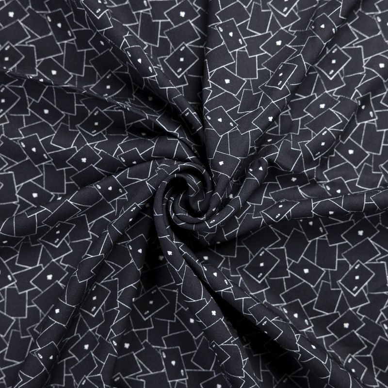 Twill 100% viscose – Cartes à jouer fond noir