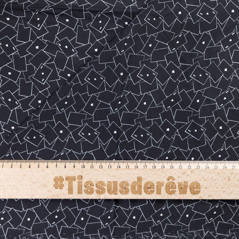 Twill 100% viscose – Cartes à jouer fond noir