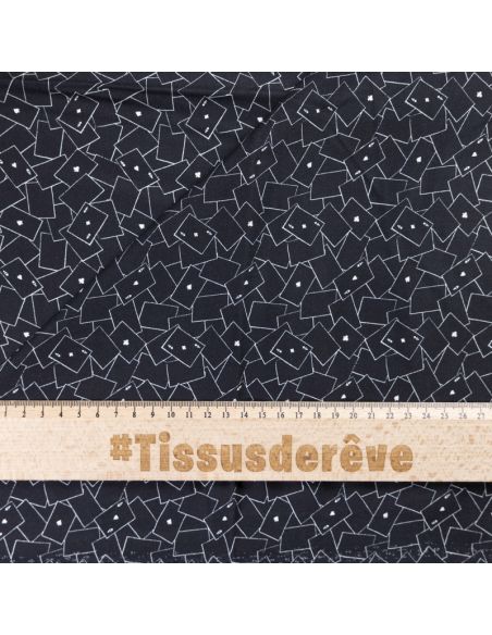 Twill 100% viscose – Cartes à jouer fond noir