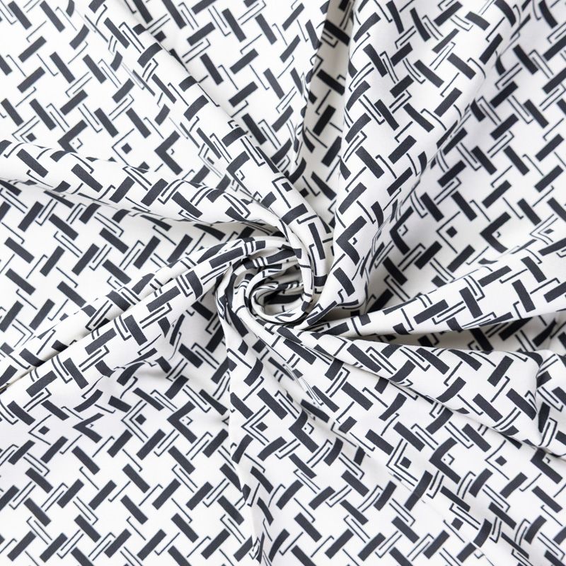 Twill 100% viscose – Quadrillage noir et blanc