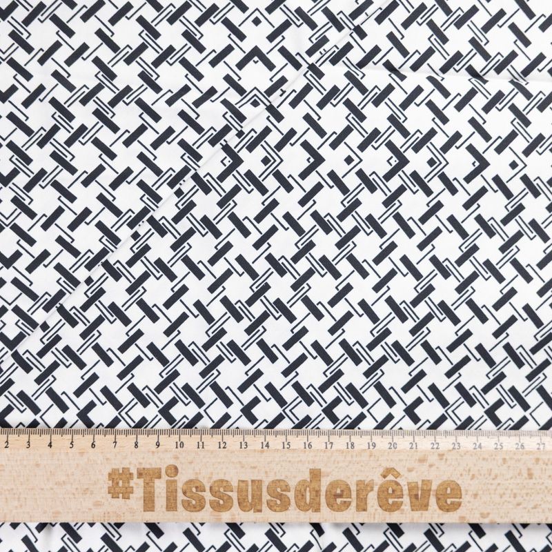 Twill 100% viscose – Quadrillage noir et blanc