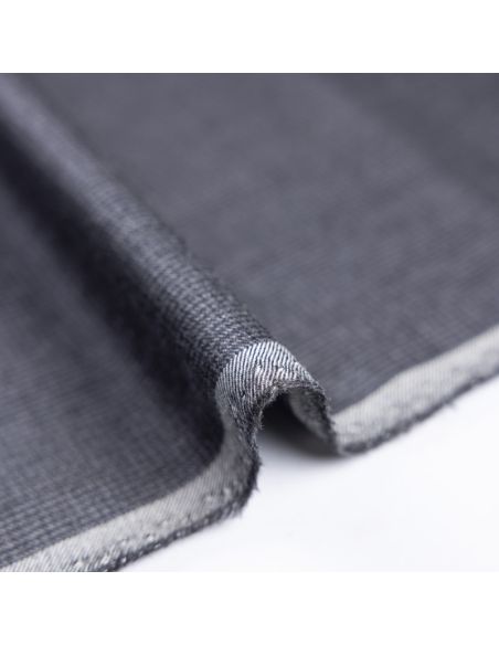 Tissu tailleur 100% laine – Pieds-de-puce noire et gris