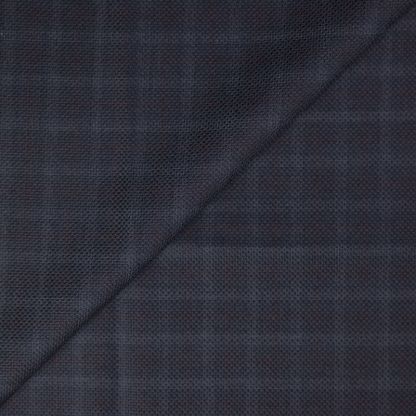 Tissu tailleur piqué 100% laine - Carreau bordeaux fond marine