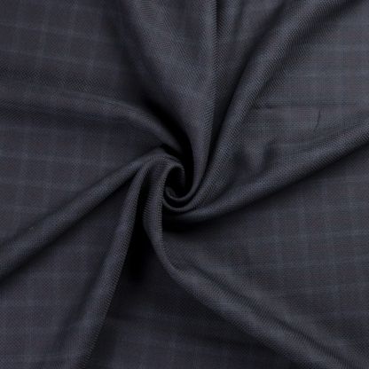 Tissu tailleur piqué 100% laine - Carreau bordeaux fond marine 2