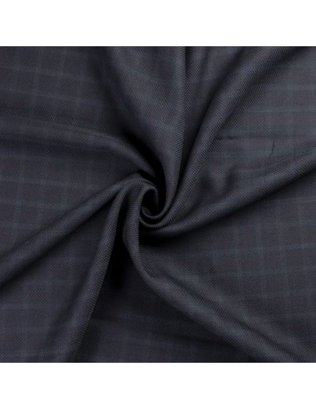 Tissu tailleur piqué 100% laine - Carreau bordeaux fond marine