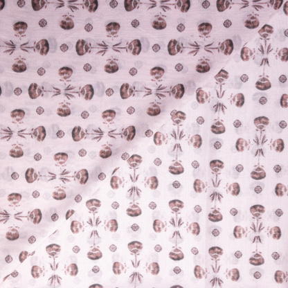 Voile soie & coton - Orchidées fond rose