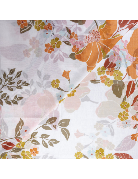 Voile soie & coton - Grandes fleurs aquarelle