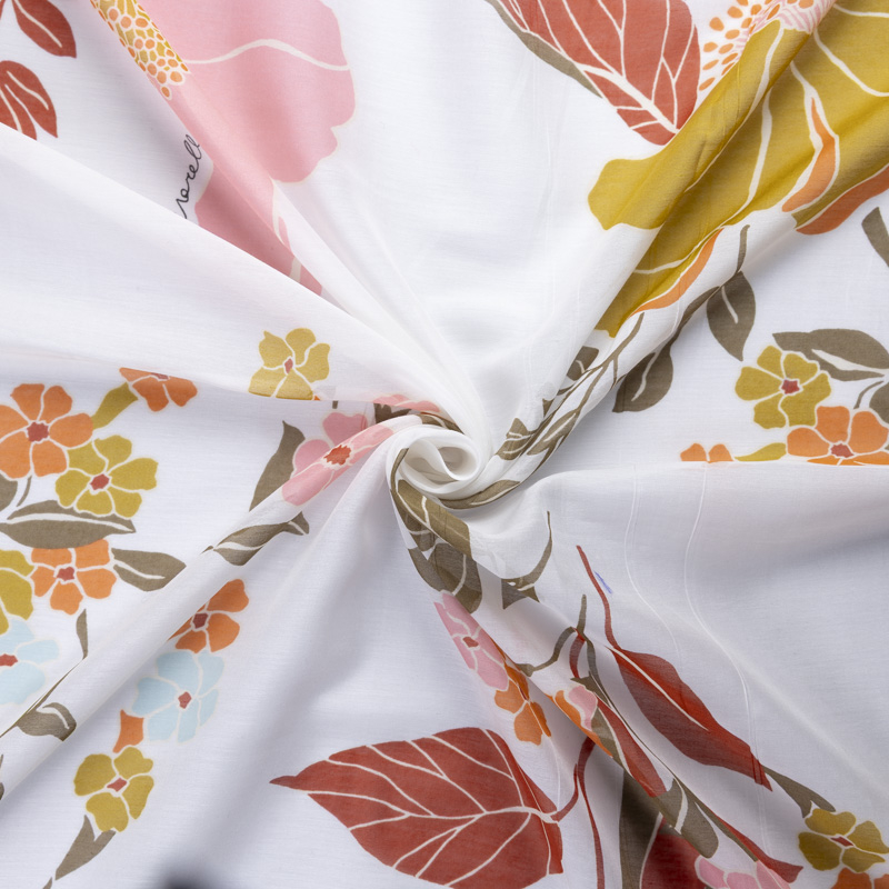 Voile soie & coton - Grandes fleurs aquarelle