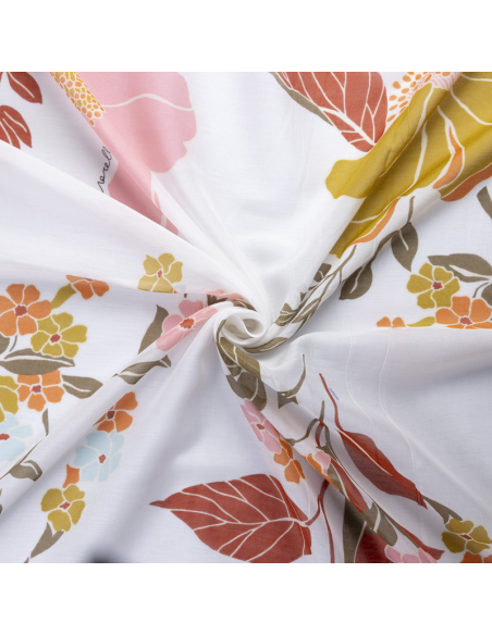 Voile soie & coton - Grandes fleurs aquarelle