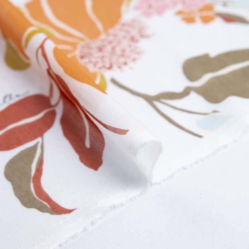 Voile soie & coton - Grandes fleurs aquarelle