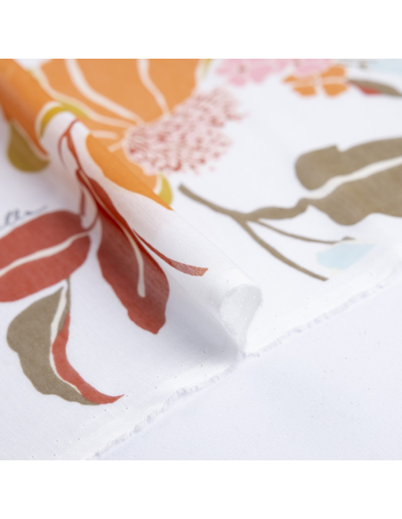Voile soie & coton - Grandes fleurs aquarelle