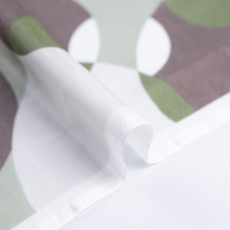 Voile soie & coton - Cercles verts et taupe