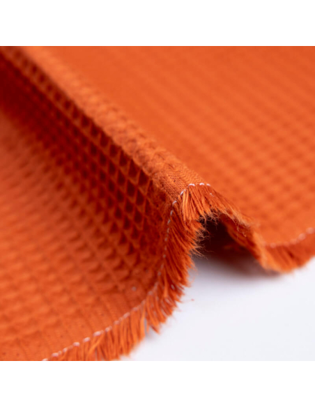 Tissu nid d'abeille – Terracotta