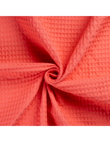 Tissu nid d'abeille – Corail