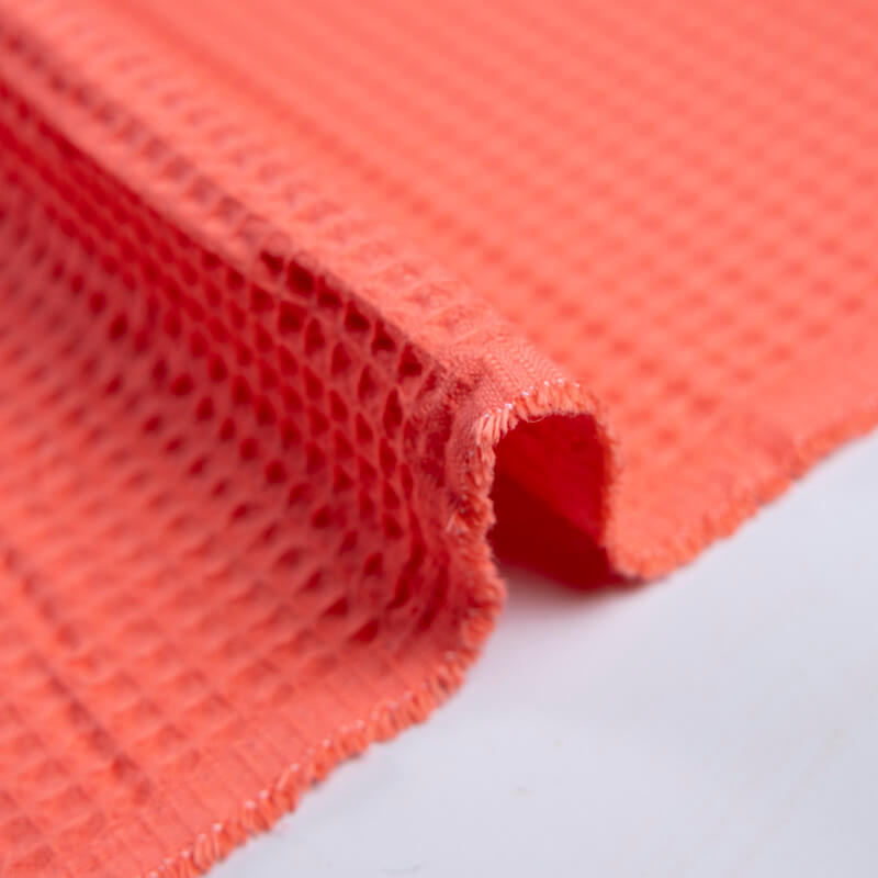 Tissu nid d'abeille – Corail