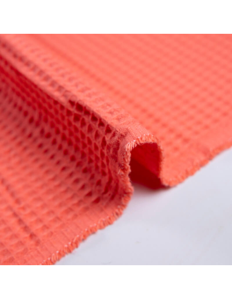 Tissu nid d'abeille – Corail