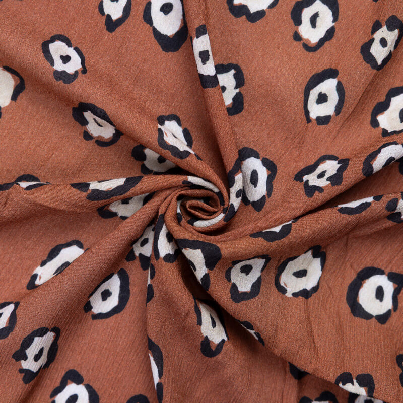 Étoffe crinckle 100% viscose – Jaguar marron