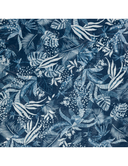 Mousseline – Nuit tropicale fond bleu
