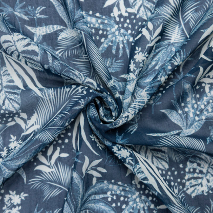 Mousseline – Nuit tropicale fond bleu 2