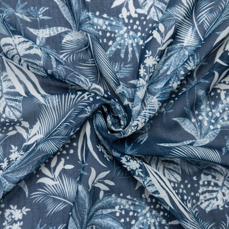 Mousseline – Nuit tropicale fond bleu