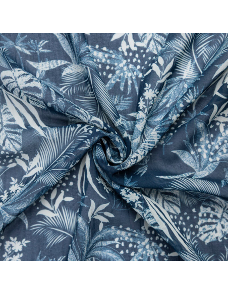 Mousseline – Nuit tropicale fond bleu