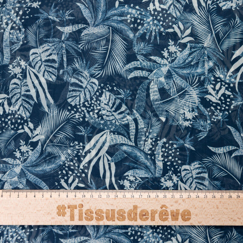Mousseline – Nuit tropicale fond bleu