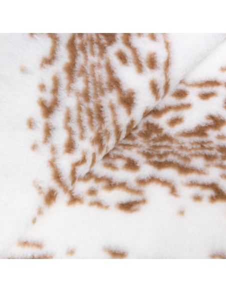Fausse fourrure mouton (Sherpa) – Animalier camel sur fond écru