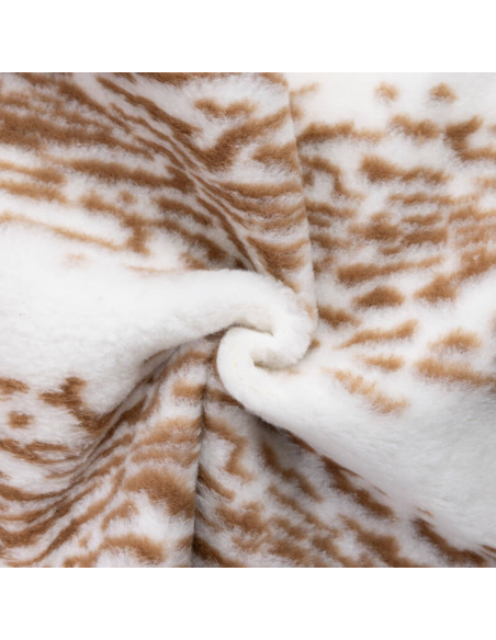 Fausse fourrure mouton (Sherpa) – Animalier camel sur fond écru
