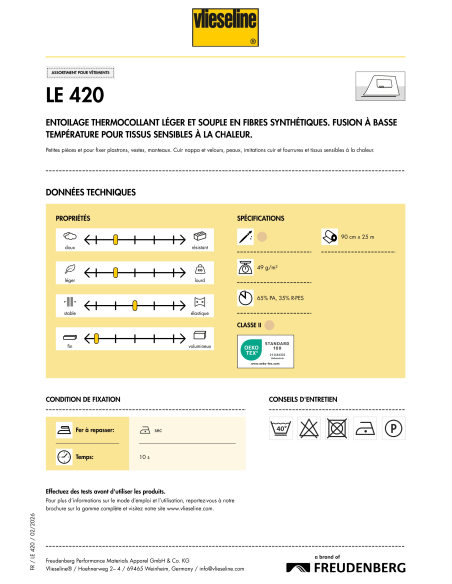 Entoilage thermocollant Vlieseline LE 420 - pour cuir