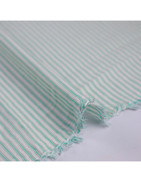 Voile 100% coton – Rayé vert
