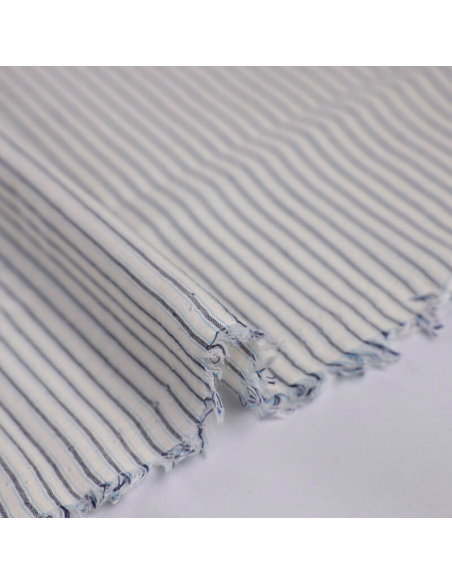 Voile 100% coton – Rayé marine