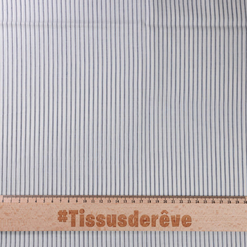 Voile 100% coton – Rayé marine