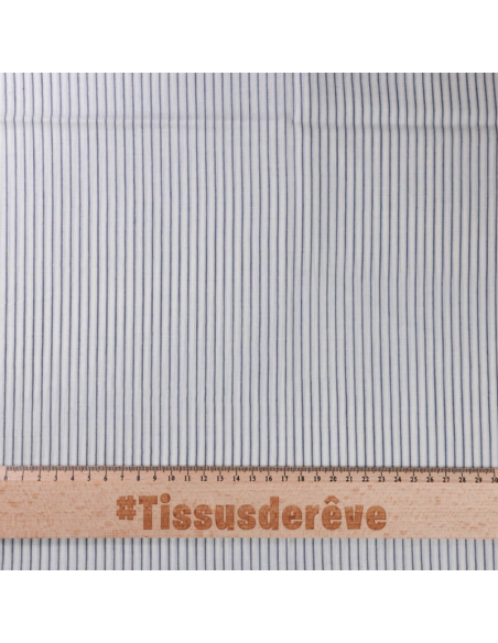 Voile 100% coton – Rayé marine