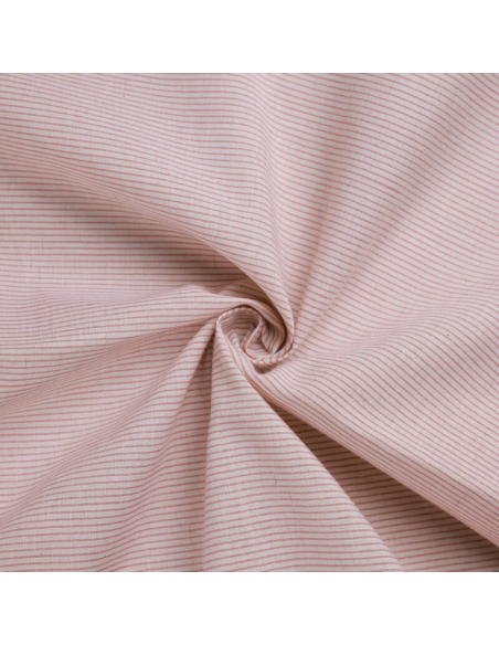 Voile de lin & coton – Rayé terracotta