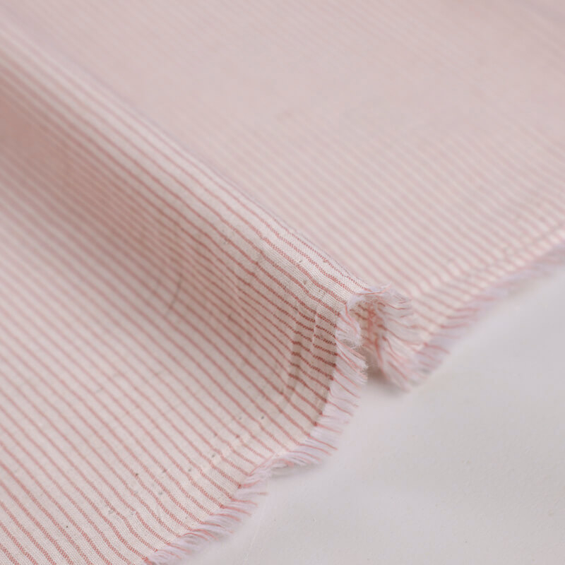 Voile de lin & coton – Rayé terracotta