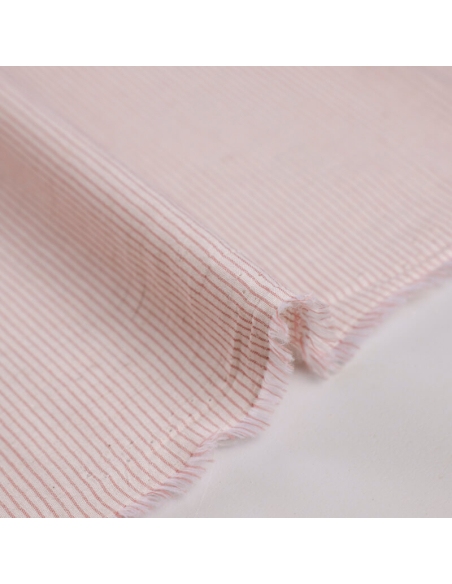 Voile de lin & coton – Rayé terracotta