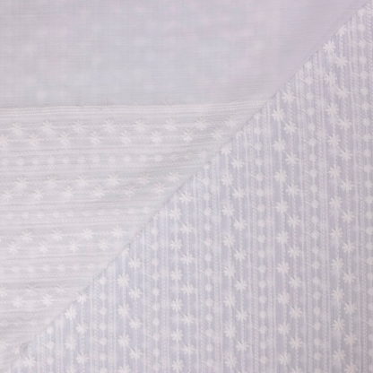 Mousseline crinckle brodée – Fleuri blanc optique