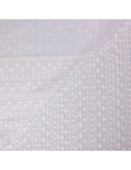 Mousseline crinckle brodée – Fleuri blanc optique