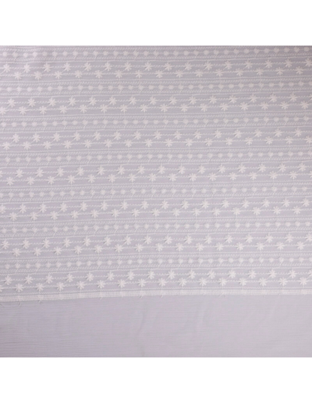 Mousseline crinckle brodée – Fleuri blanc optique