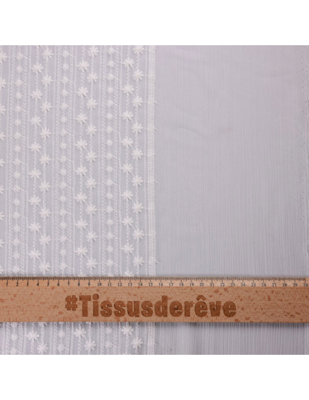 Mousseline crinckle brodée – Fleuri blanc optique