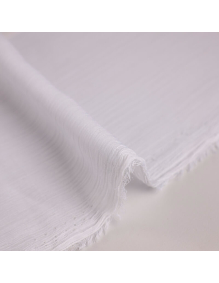 Mousseline crinckle brodée – Fleuri blanc optique