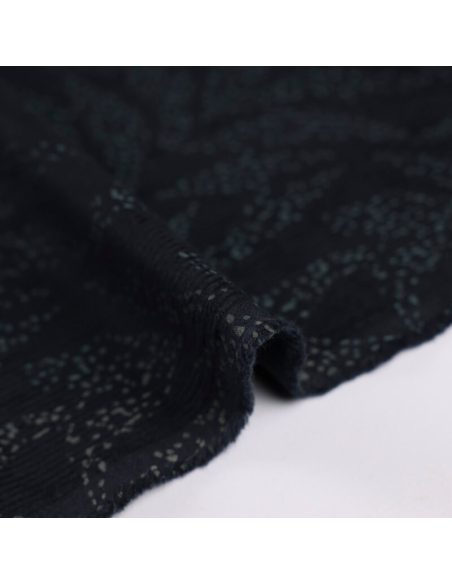 Velours côtelé 500 raies coton & élasthanne - Pois vert sur fond marine