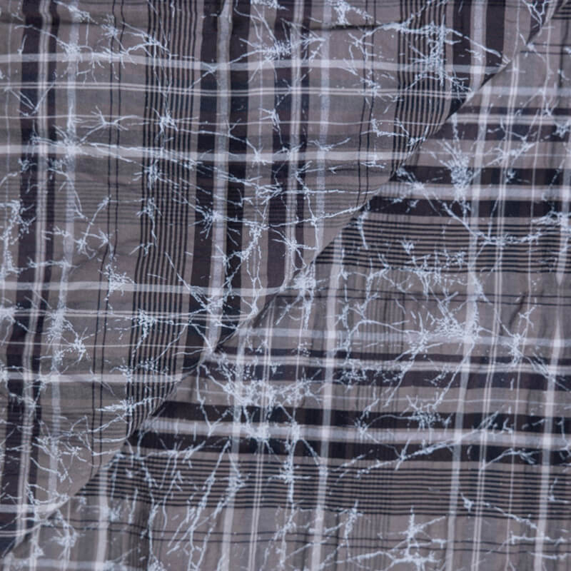 Toile de coton - Carreaux marron marbré