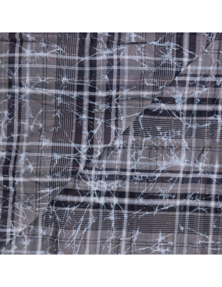 Toile de coton - Carreaux marron marbré