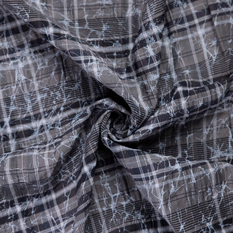 Toile de coton - Carreaux marron marbré